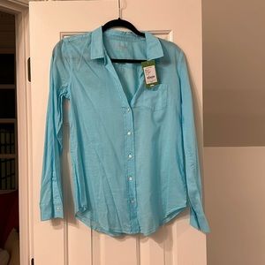 Lilly Pulitzer. NWT - Anna Maria Shirt Capri blue Button Down Top. Sz:Sm